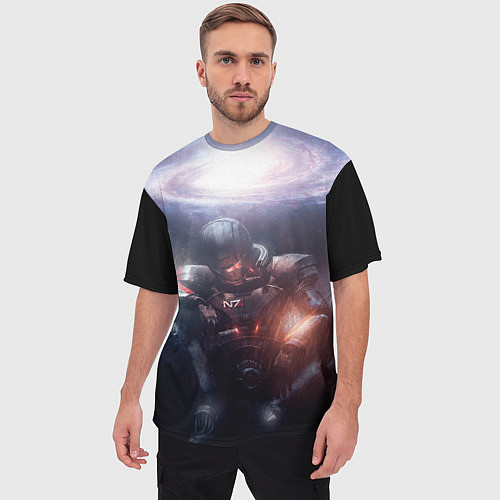 Мужская футболка оверсайз Mass Effect Shepard / 3D-принт – фото 3