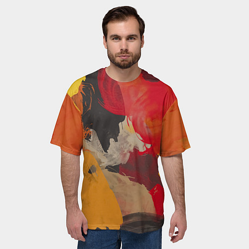 Мужская футболка оверсайз Мазки Акварелью / 3D-принт – фото 3