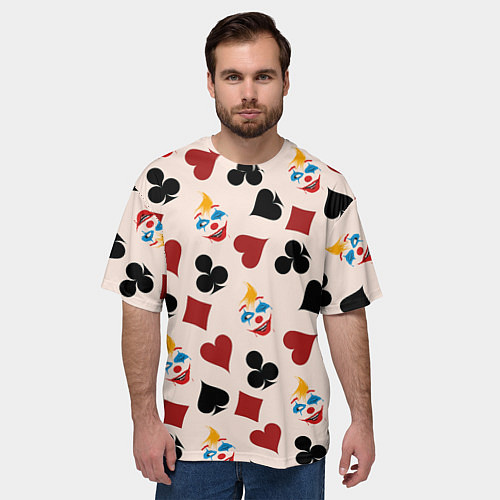 Мужская футболка оверсайз Джокер карты масть cards joker clown / 3D-принт – фото 3