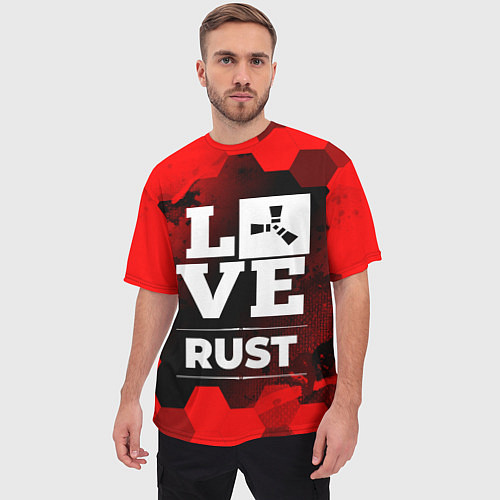 Мужская футболка оверсайз Rust Love Классика / 3D-принт – фото 3