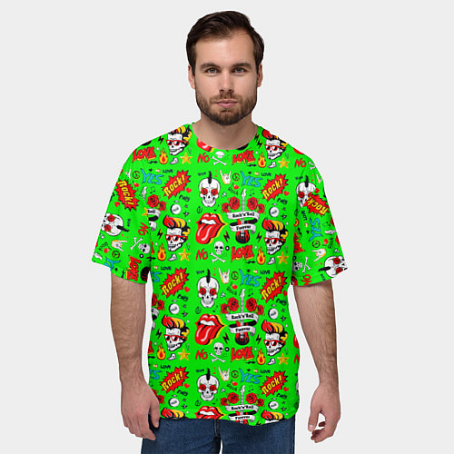 Мужская футболка оверсайз LOVE OF ROCK AND ROLL / 3D-принт – фото 3