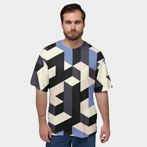 Мужская футболка оверсайз Изометрическая Мозаика / 3D-принт – фото 3