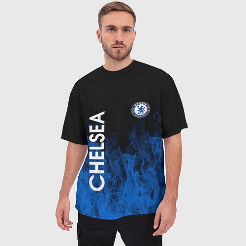 Мужская футболка оверсайз Chelsea пламя / 3D-принт – фото 3