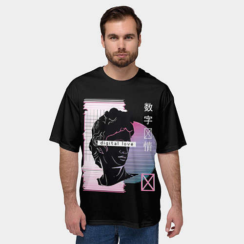 Мужская футболка оверсайз Digital Love / 3D-принт – фото 3