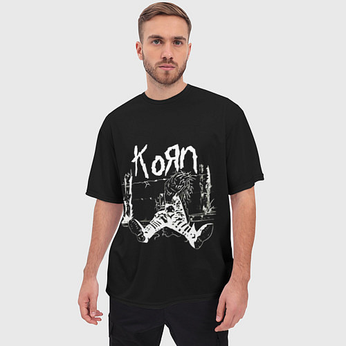 Мужская футболка оверсайз KoЯn группа / 3D-принт – фото 3