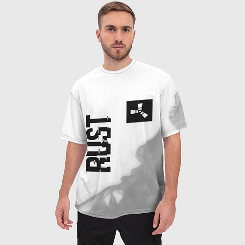 Мужская футболка оверсайз Rust Glitch на светлом фоне / 3D-принт – фото 3