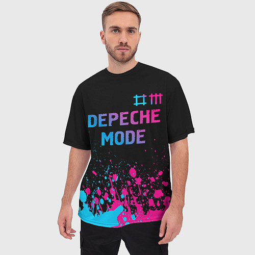 Мужская футболка оверсайз Depeche Mode Neon Gradient / 3D-принт – фото 3