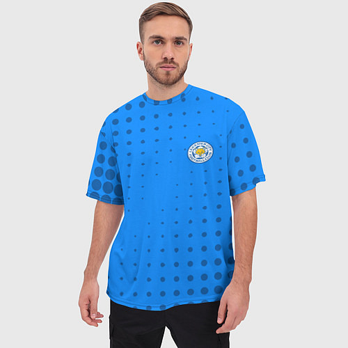 Мужская футболка оверсайз Leicester city Абстракция / 3D-принт – фото 3