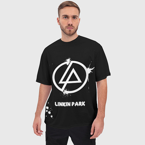 Мужская футболка оверсайз Linkin Park логотип краской / 3D-принт – фото 3