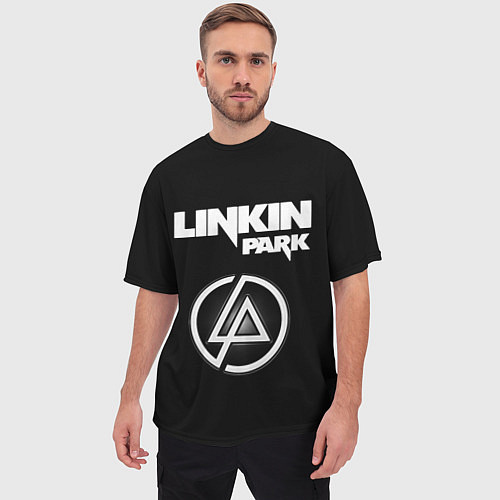 Мужская футболка оверсайз Linkin Park логотип и надпись / 3D-принт – фото 3