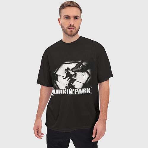 Мужская футболка оверсайз Linkin Park рисунок баллончиком / 3D-принт – фото 3