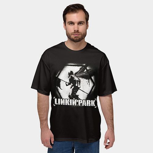 Мужская футболка оверсайз Linkin Park рисунок баллончиком / 3D-принт – фото 3