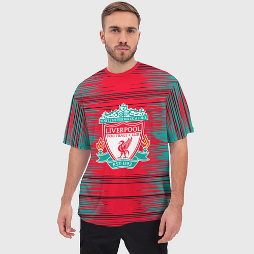 Мужская футболка оверсайз Ливерпуль logo / 3D-принт – фото 3