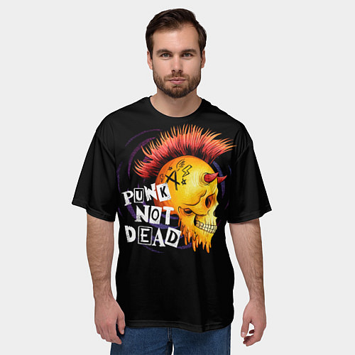 Мужская футболка оверсайз Череп анархиста / 3D-принт – фото 3