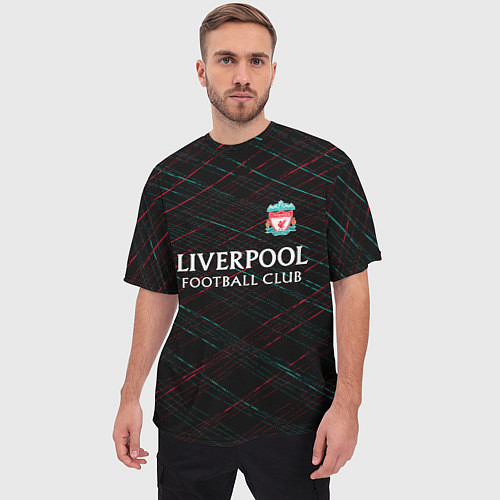 Мужская футболка оверсайз Liverpool ливерпуль чёрточки / 3D-принт – фото 3