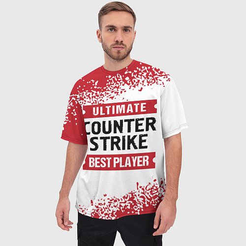Мужская футболка оверсайз Counter Strike: красные таблички Best Player и Ult / 3D-принт – фото 3