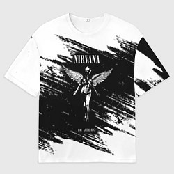 Футболка оверсайз мужская NIRVANA in utero НИРВАНА брызги краски, цвет: 3D-принт