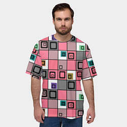 Футболка оверсайз мужская Розовый геометрический узор Geometric shapes, цвет: 3D-принт — фото 2