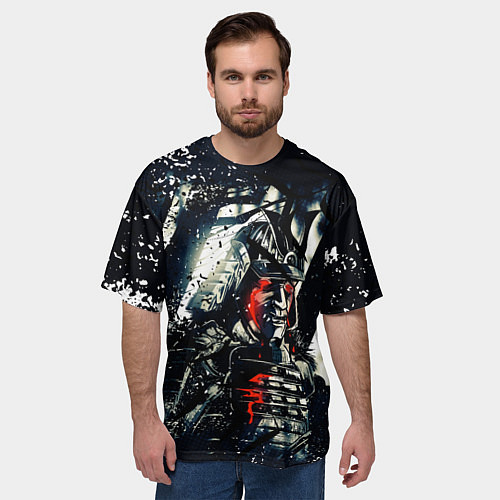 Мужская футболка оверсайз Кровавые слезы самурая / 3D-принт – фото 3