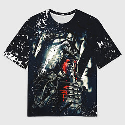 Футболка оверсайз мужская Кровавые слезы самурая, цвет: 3D-принт