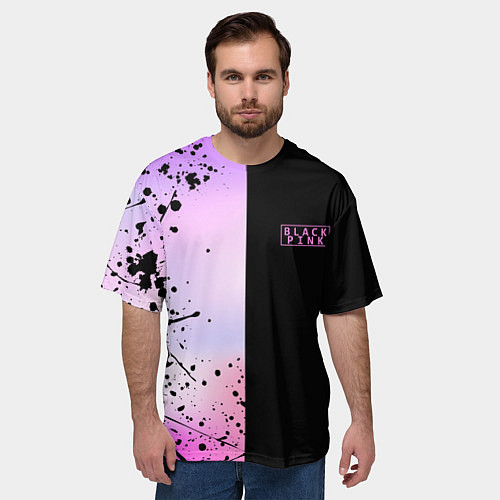 Мужская футболка оверсайз BLACKPINK HALF COLORS / 3D-принт – фото 3