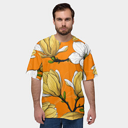 Футболка оверсайз мужская Удивительные летние тропические цветы с нераскрывш, цвет: 3D-принт — фото 2