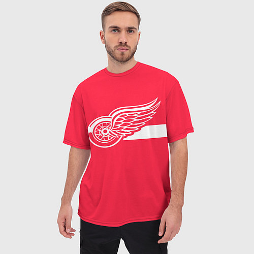 Мужская футболка оверсайз Детройт Ред Уингз Форма / 3D-принт – фото 3