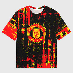 Футболка оверсайз мужская Manchester united краска, цвет: 3D-принт