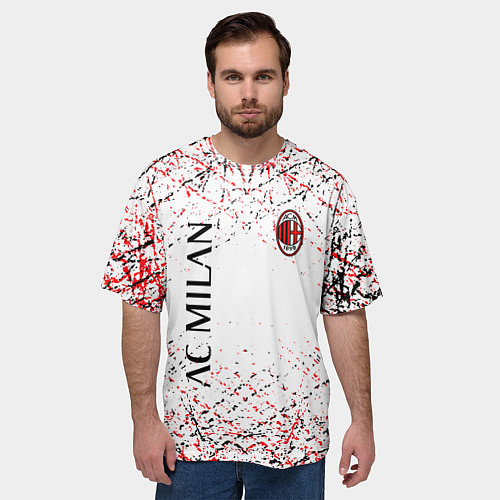 Мужская футболка оверсайз Ac milan logo / 3D-принт – фото 3