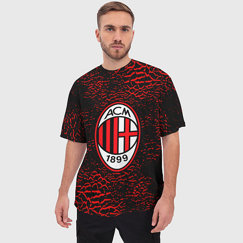 Мужская футболка оверсайз Ac milan фк милан logo / 3D-принт – фото 3