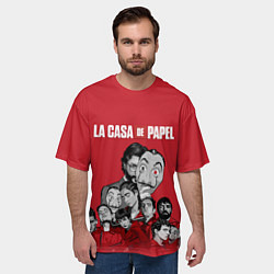 Футболка оверсайз мужская Бумажный дом персонажи, цвет: 3D-принт — фото 2