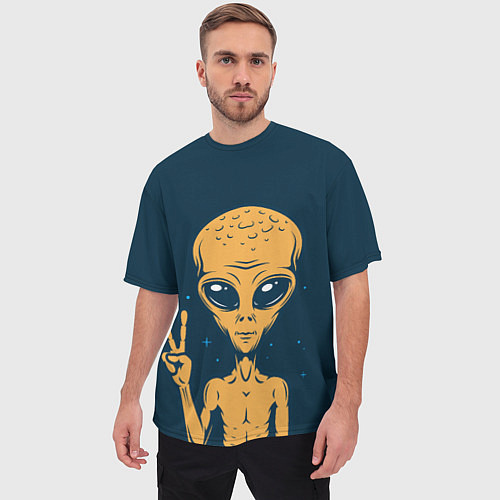Мужская футболка оверсайз Привет их космоса / 3D-принт – фото 3