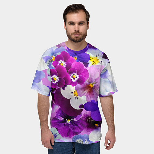 Мужская футболка оверсайз CHARMING PANSIES / 3D-принт – фото 3