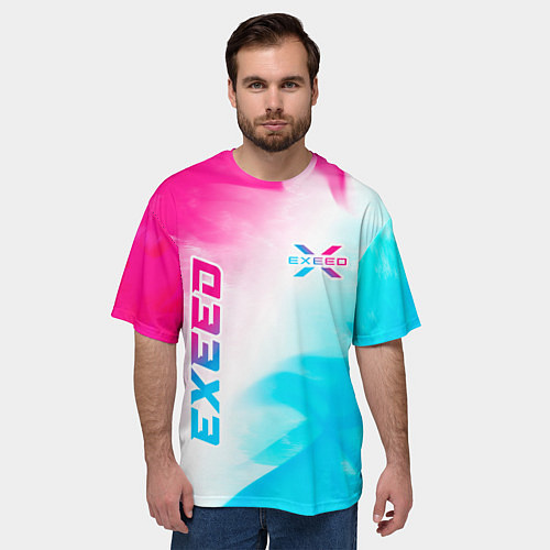 Мужская футболка оверсайз Exeed Neon Gradient / 3D-принт – фото 3
