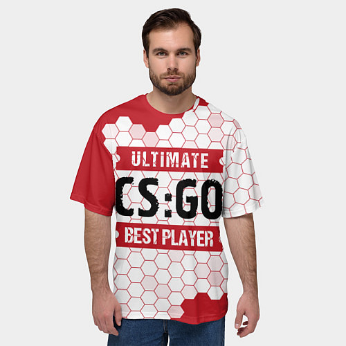 Мужская футболка оверсайз CS:GO: красные таблички Best Player и Ultimate / 3D-принт – фото 3