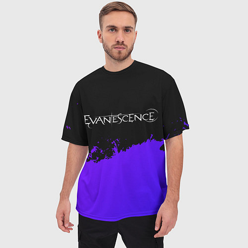 Мужская футболка оверсайз Evanescence Purple Grunge / 3D-принт – фото 3