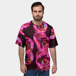 Футболка оверсайз мужская Неоновые сюрреалистичные пузыри - Розовый, цвет: 3D-принт — фото 2