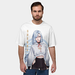 Футболка оверсайз мужская Шэнь Хэ Геншин Импакт, цвет: 3D-принт — фото 2