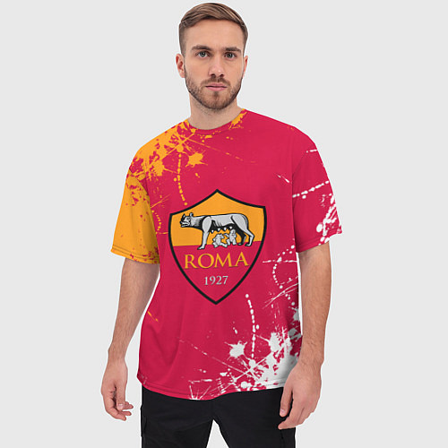 Мужская футболка оверсайз Roma : рома брызги красок / 3D-принт – фото 3