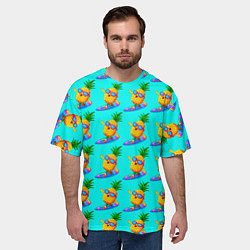 Футболка оверсайз мужская PINEAPPLE ON A SKATEBOARD, цвет: 3D-принт — фото 2