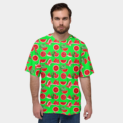 Мужская футболка оверсайз DELICIOUS WATERMELON / 3D-принт – фото 3