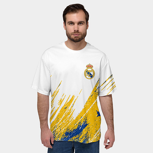 Мужская футболка оверсайз Real madrid краска / 3D-принт – фото 3