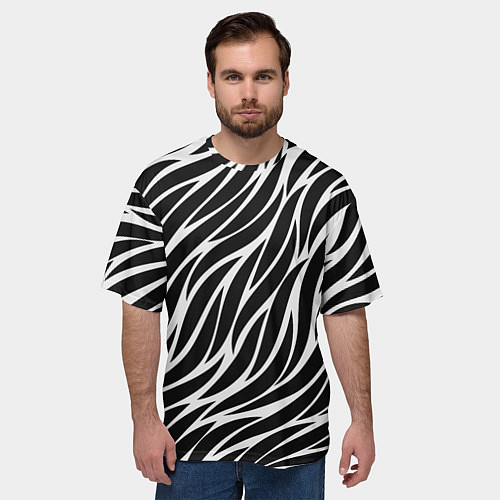 Мужская футболка оверсайз Волнистые Листы / 3D-принт – фото 3