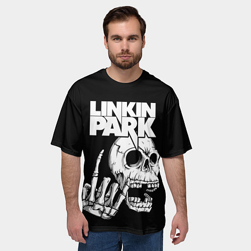 Мужская футболка оверсайз Linkin Park Череп / 3D-принт – фото 3