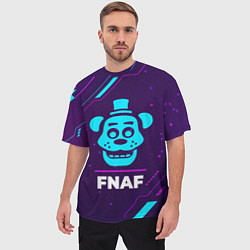 Футболка оверсайз мужская Символ FNAF в неоновых цветах на темном фоне, цвет: 3D-принт — фото 2