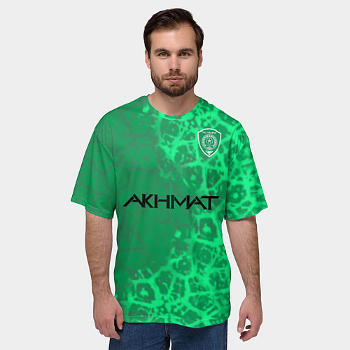 Мужская футболка оверсайз Фанат ФК Ахмат / 3D-принт – фото 3