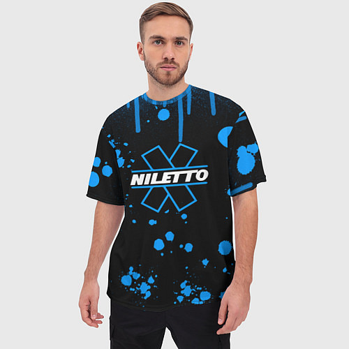 Мужская футболка оверсайз Нилето niletto потёки и капли краски / 3D-принт – фото 3