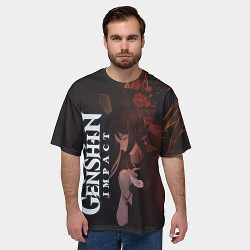 Мужская футболка оверсайз Ху Тао-хозяйка ритуального бюро / 3D-принт – фото 3