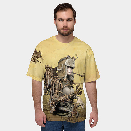 Мужская футболка оверсайз Крутая девчонка в стиле Стимпанк / 3D-принт – фото 3