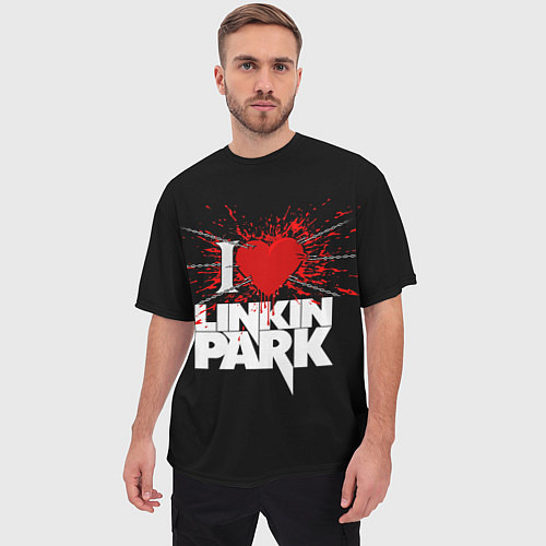 Мужская футболка оверсайз Linkin Park Сердце / 3D-принт – фото 3